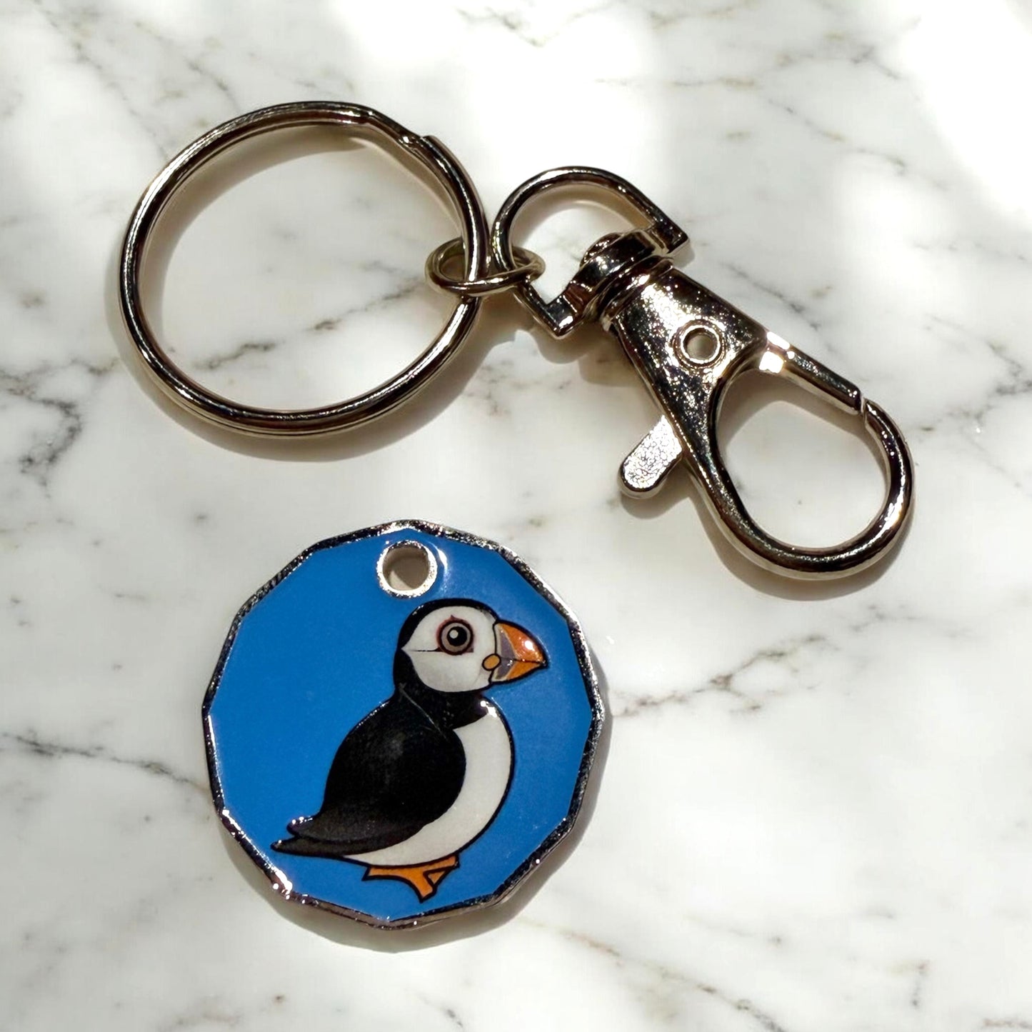 Puffin £ pound trolley coin - Keyring