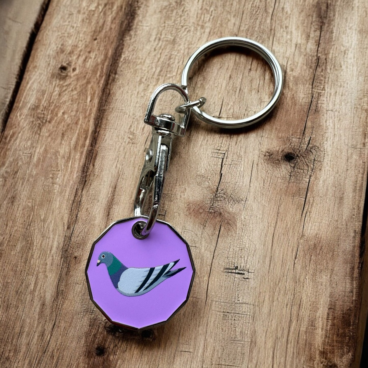 Pigeon £ pound trolley coin - Keyring