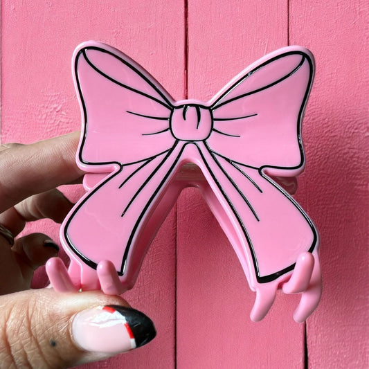 Pink Bow Hair Claw / Clip