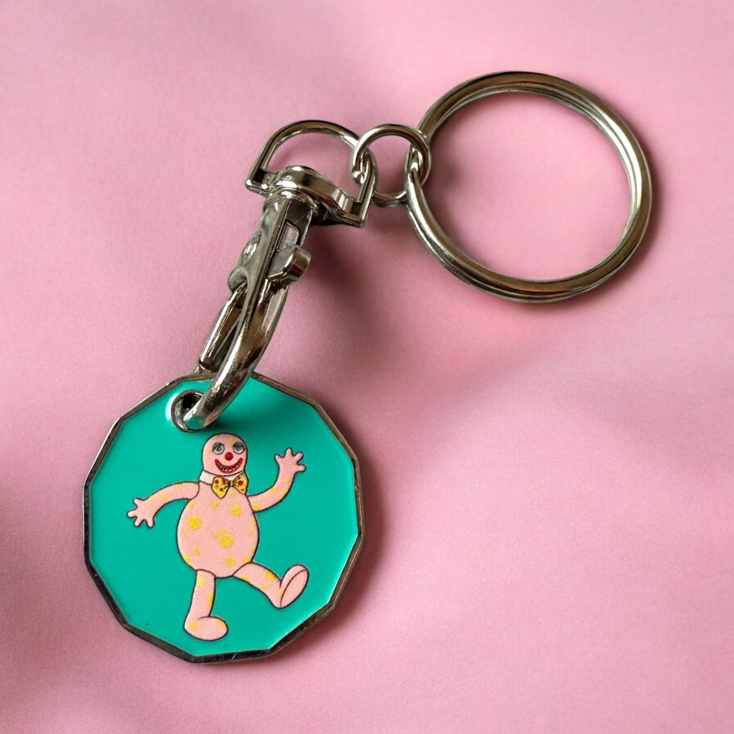 Mr Blobby £ pound trolley coin - Keyring