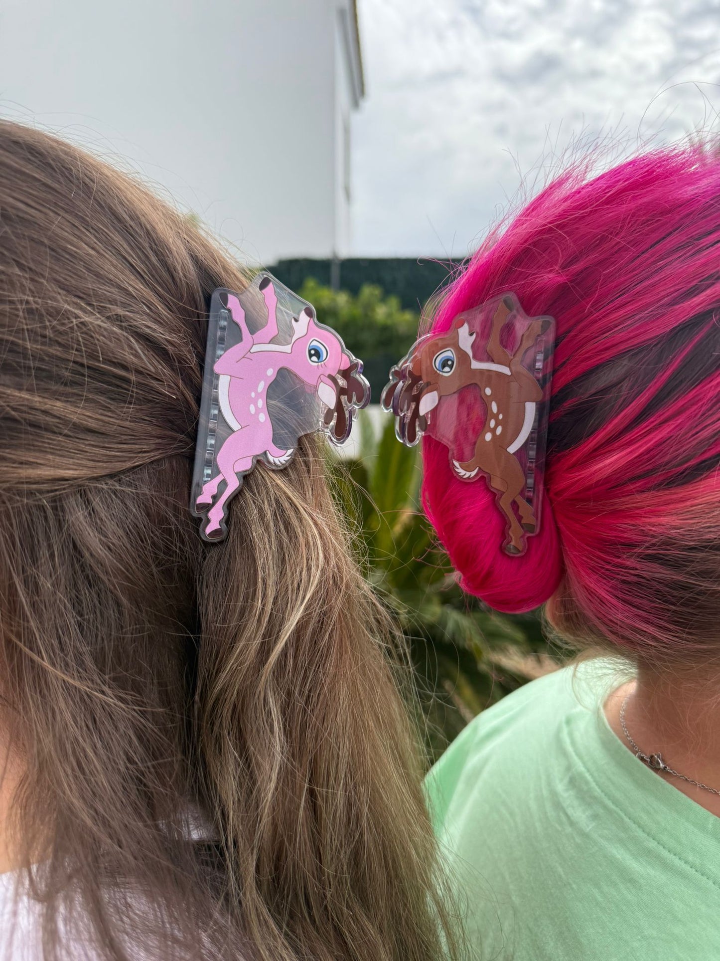 Christmas Reindeer Pink Hair Claw Clip