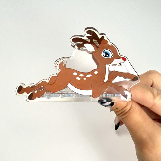 Christmas Reindeer Rudolph Hair Claw Clip