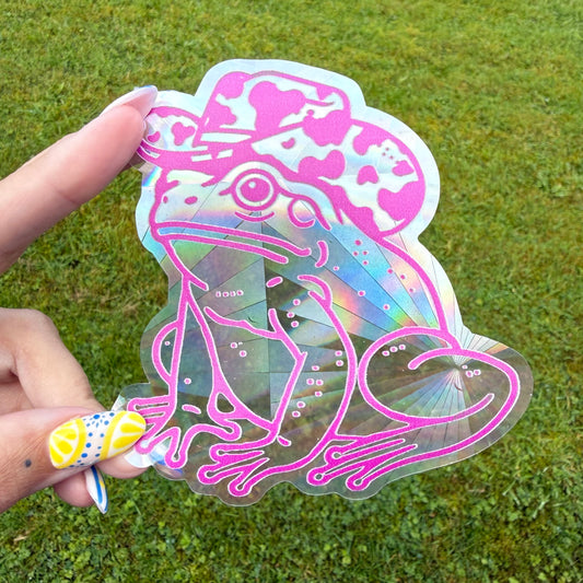 Cowboy Frog Suncatcher | Rainbow Sun Catcher | Window Decal | Window Sticker |
