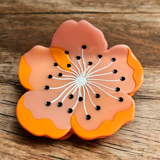 Orange Flower Hair Claw / Clip Sakura