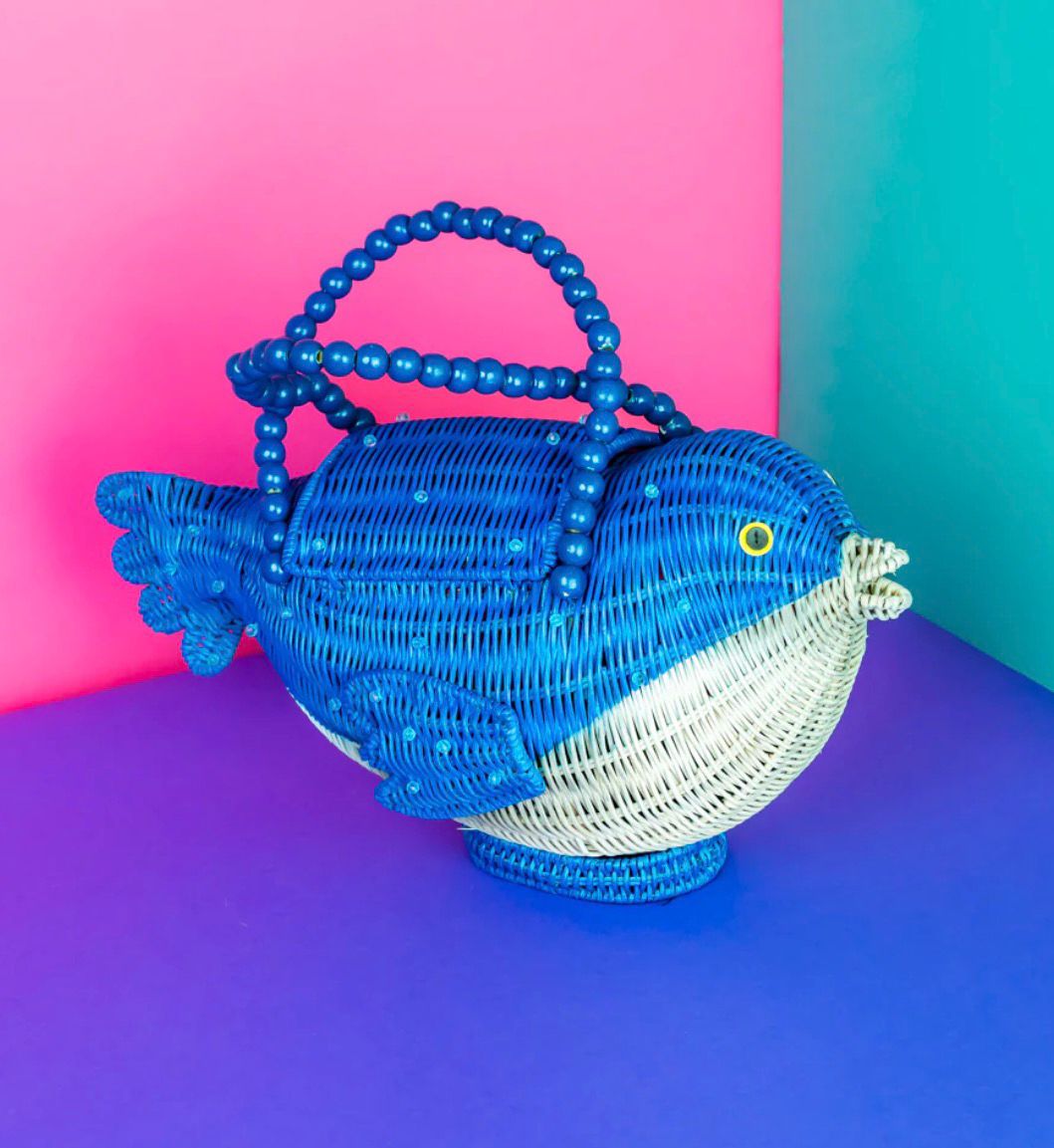 Wicker Darling Puffer Fish Bag